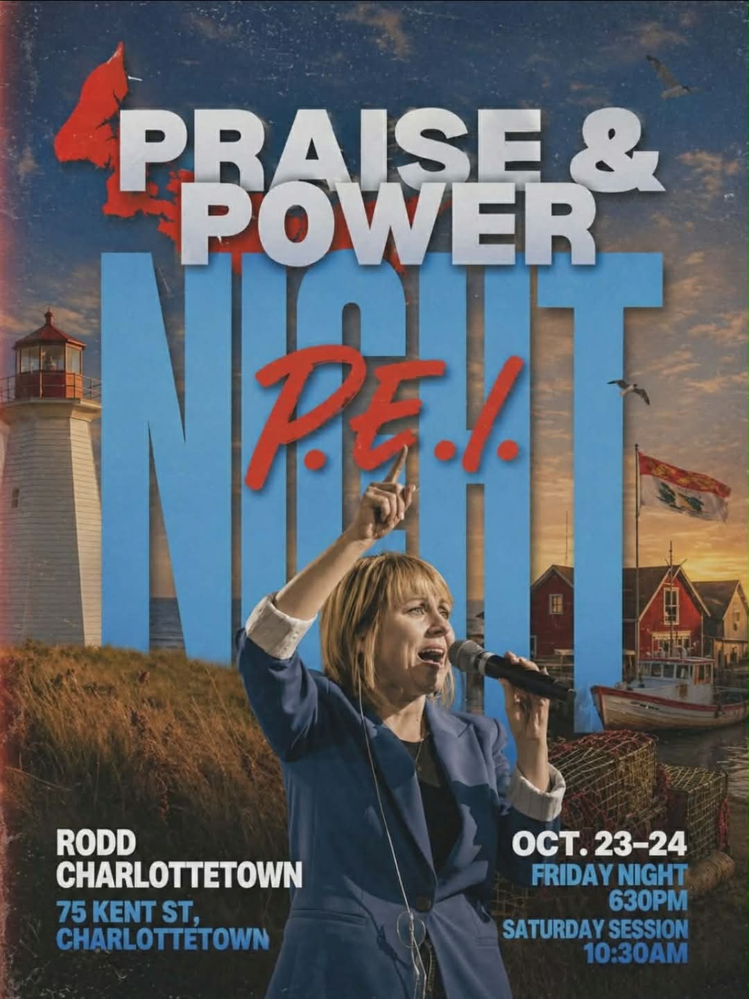 Praise and Power Night flyer for Charlottetown, Prince Edward Island, October 23 and 24
